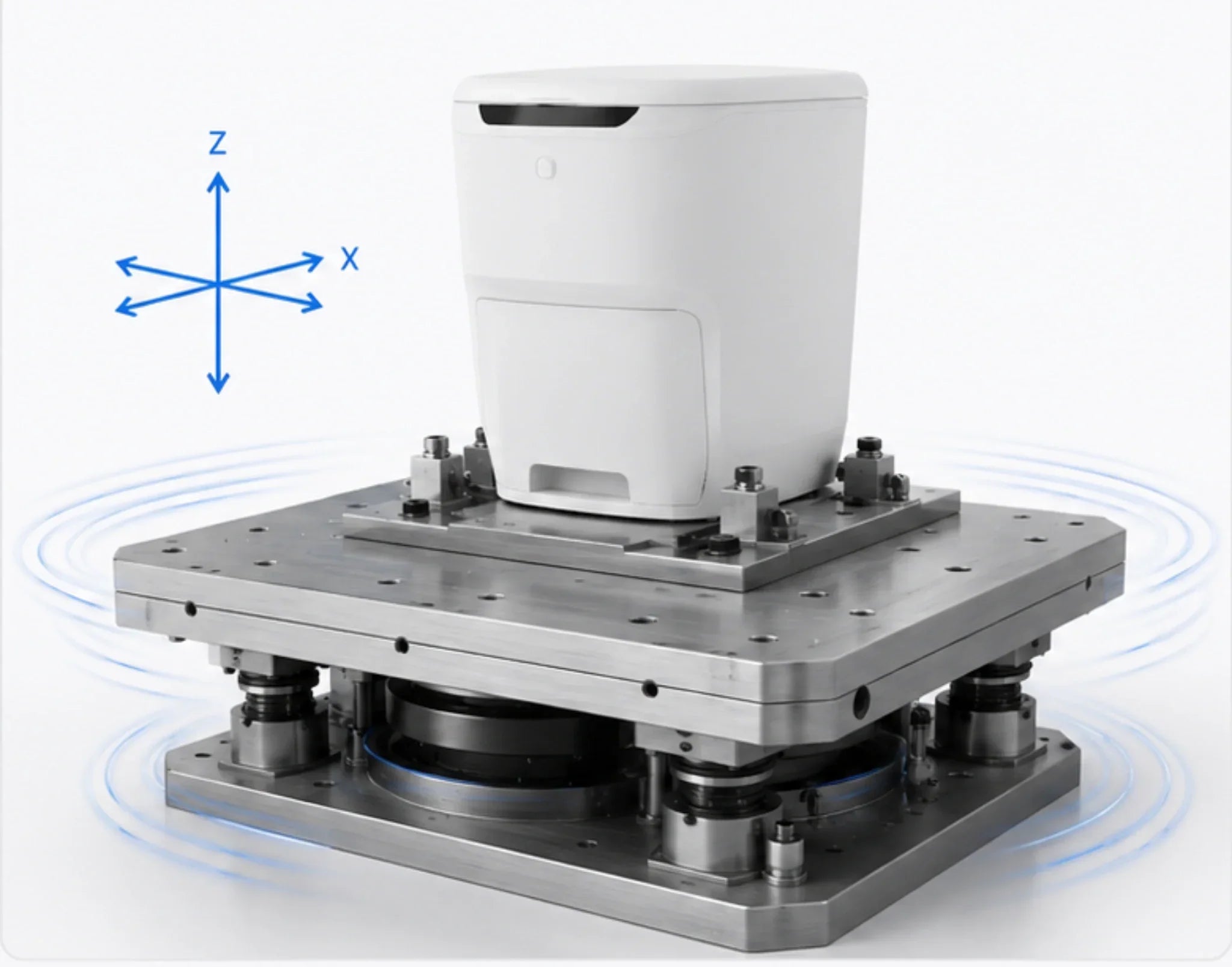 SEASEALEY S1 RV toilet undergoing a three-axis six-direction vibration test
