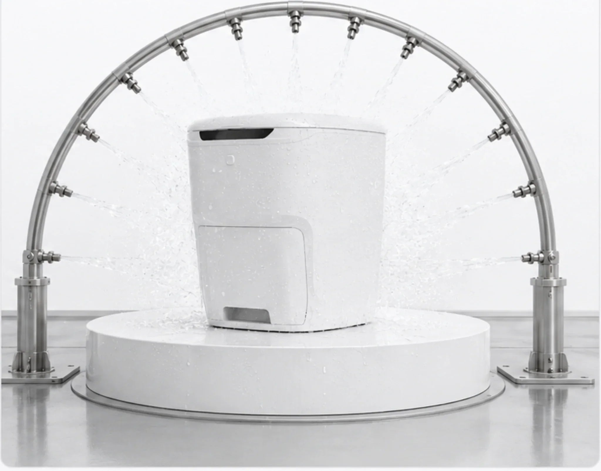 SEASEALEY S1 RV toilet undergoing an IPX4 splash water resistance test