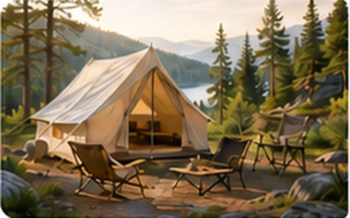Camping tent in a forest